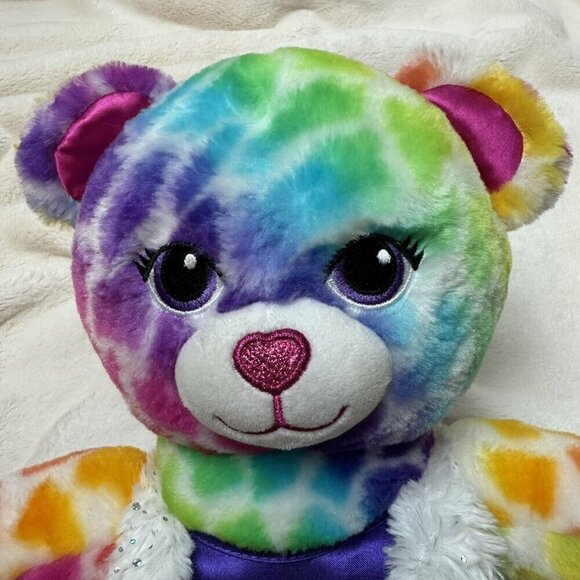 Build A Bear Rainbow Safari Bear With Outfit Colorful No Tag - Picture 7 of 7